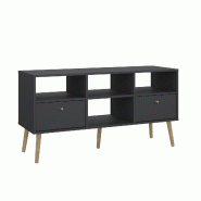 WellHome - Meuble TV de salon avec 2 tiroirs en coloris Gris Mat 118 x 40 x 61 cm - Guadiana - gris multi-matériau WH17771_0