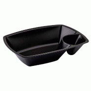 Barquette réemployable PP 2 compartiments 500 ml 18 x 13,5 x 4 cm noir - par 20