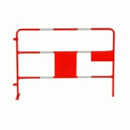 Barrière de chantier rouge avec plaque centrale et plaque d?Angle