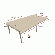 Bureau Bench 4 personnes Yan M - MDD. - Blanc, 360_1