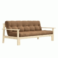 CANAPÉ CONVERTIBLE FUTON UNWIND PIN NATUREL COLORIS MOCCA 130 X 190 CM.