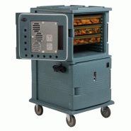 Conteneur alimentaire isotherme chauffant 16 x GN 1/1 (P)100 mm, sur roulettes, bleu ardoise, 500 W, 220 V - MONO