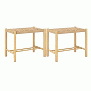 COSTWAY Lot de 2 tabourets de bar en bois, hauteur d'assise 45 cm avec repose-pieds - marron Bois manufacturé VH33357ZM