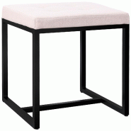 Décoshop26 - Banc d'entrée tabouret contemporain largeur 40cm à structure en métal noir assise capitonnée en tissu crème 10_0005924 - métal 300