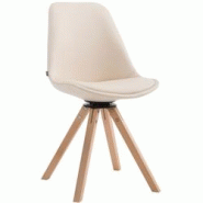 Décoshop26 - Chaise de salle à manger x1 pivotante style moderne assise en PVC crème piètement en bois clair 10_0003323 - 3000251520996 Décoshop26 - Chaise de salle à manger x1 pivotante style moderne assise en PVC crème piètement en bois clair 10_0003323 - 3000251520996