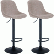 Décoshop26 - Lot de 2 tabourets de bar rotation à 360°en tissu taupe pieds en trompette métal noir 10_0006449 - noir métal 3000265579867