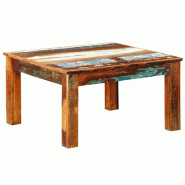 Décoshop26 - Table basse design industriel forme carrée 80 x 80 x 45 cm en bois de récupération coloré DEC038283 - Bois massif 3000263743390