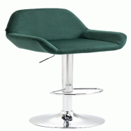 Décoshop26 - Tabouret de bar x1 en velours rembourré vert base trompette métal chromée TDB10431 - métal 3000456869609