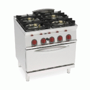 EURAST - Fourneau à gaz 4 brûleurs 1 four statique à gaz gn 2/1 - 800x700x900 mm - 37 Kw - 35702317 - gris inox 35702317