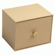 Exacompta Lot de 2 Boîte à fiches Office by Me®, format A6, carton recouvert papier texturé, coloris beige - 3130630786023_0
