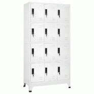 Helloshop26 - Armoire à casiers moderne 90 x 45 x 180 cm avec 12 portes verrouillables bureau en acier blanc 02_0047024 - blanc acier 3000234553584