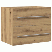 Helloshop26 - Armoire lavabo salle de bain 60 x 38,5 x 48 cm design élégant rangement pratique en bois d'ingénierie chêne artisanal 02_0051795 - B