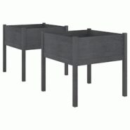 Helloshop26 - Jardinière bac lit surélevé plantes fleurs jardin terrasses lot de 2 70 x 70 x 70 cm bois de pin massif gris 02_0039004 - 3000218016555 Helloshop26 - Jardinière bac lit surélevé plantes fleurs jardin terrasses lot de 2 70 x 70 x 70 cm bois de pin massif gris 02_0039004 - 3000218016555
