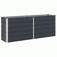 Helloshop26 - Jardinière design moderne extérieure 195 x 50 x 77 cm en acier galvanisé anthracite 02_0059236 - acier 3000241017055