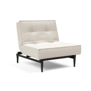 INNOVATION LIVING FAUTEUIL SPLITBACK STYLETTO CONVERTIBLE LIT 90*115 CM PIEDS FUSEAU NOIR TISSU BOUCLÉ OFF WHITE