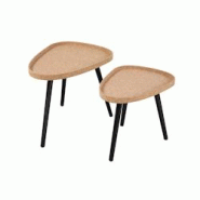 Möbilia Table d'appoint Möbilia, lot de 2 | Plateau en MDF avec liège naturel | Structure en pin noir | L 50 x P 40 x H 44 cm - multicolore 28020050 Möbilia Table d'appoint Möbilia, lot de 2 | Plateau en MDF avec liège naturel | Structure en pin noir | L 50 x P 40 x H 44 cm - multicolore 28020050