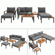 Merax salon de jardin, 4-6 personnes, bois d'acacia, gris - gris multi-matériau HW26020AAE
