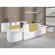 Banque d'accueil avec 2 accès PMR bois blanc Banque d'accueil avec 2 accès PMR bois blanc