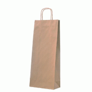 Sac 2 bouteilles brun - poignées torsadées 18x8,5x39cm - par 50 - résistant et étanche