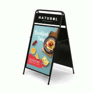 SHOWDOWN Displays Exposiciónate Chevalet Elegant en Acier avec Panneau Logo A1 ZPESA1BLTOP - noir inox 8596052210334