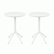SIESTA EXCLUSIVE Pack de 2 Tables Hautes de Bar Rondes Pliantes Sky Folding Bar 60 cm Blanches - blanc plastique polypropylène SP-SI-122WH-2_0