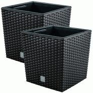 WellHome - Lot de 2 pots de 64 L coloris anthracite - noir plastique PK5204