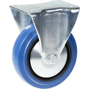 Roulette fixe de 125 mm avec caoutchouc élastique bleu sur roue centrale en nylon Roulette fixe de 125 mm avec caoutchouc élastique bleu sur roue centrale en nylon