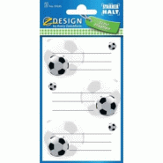 AVERY Etui de 6 étiquettes cahier ZDesign, format 36 x 70 mm, décor Football - 4004182592458