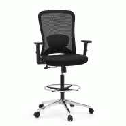Chaise de travail / chaise de comptoir TOP WORK 44 Assise en tissu / dossier en résille noire hjh OFFICE - noir polyester 991104