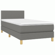 Décoshop26 - Cadre de lit LED avec sommier tête de lit matelas 100x200 cm tissu gris foncé TDL0208459 - gris 3001541282723