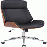 Décoshop26 - Fauteuil de bureau dossier haut avec roulettes synthétique noir et bois noyer hauteur réglable BUR10453 - noir Bois massif 3001104769609