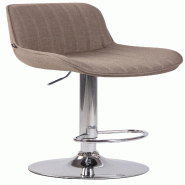 Décoshop26 - Tabouret de bar chaise haute x1 en tissu taupe coutures verticales support en métal chromé 10_0006347 - métal 3000265522993
