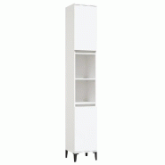 Helloshop26 - Armoire de salle de bain avec 2 étagères flexible 30 x 30 x 190 cm en bois d'ingénierie blanc 02_0048398 - blanc métal 3000235256224