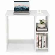 Helloshop26 - Bureau avec bibliothèque minimaliste 80 x 40 x 73,5 cm pratique et stable en aggloméré blanc 20_0010838 - blanc Bois massif 300022639