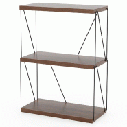 Helloshop26 - Étagère à 3 niveaux rangement polyvalent 61 x 29,5 x 82 cm design industriel finition grain de bois brun 20_0019503 - 3000232984618