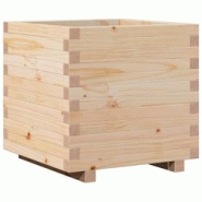 Helloshop26 - Jardinière bac lit surélevé plantes fleurs terrasse jardin 50 x 50 x 49,5 cm bois de pin massif marron 02_0037645 - 3000213915327_0