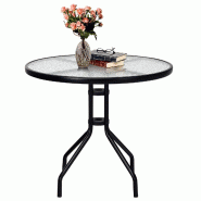 Helloshop26 - Table de jardin ronde 70 x 70 x 70 cm avec trou pour parasol en métal noir 20_0013998 - 3000228034778