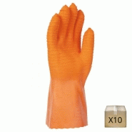 Lat830-9 - x10 gants de protection chimique en latex orange - taille 9 et 10