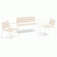 Oviala Business Salon de jardin 4 places en métal ivoire - blanc acier 113927 Oviala Business Salon de jardin 4 places en métal ivoire - blanc acier 113927