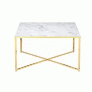 SalesFever Table basse carrée | Plaque de verre revêtue d'une feuille d'aluminium aspect marbre | Cadre en métal | L 80 x P 80 x H 45 cm | or blanc SalesFever Table basse carrée | Plaque de verre revêtue d'une feuille d'aluminium aspect marbre | Cadre en métal | L 80 x P 80 x H 45 cm | or blanc