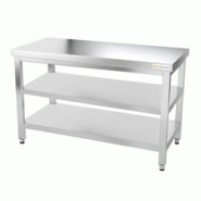 Table de travail en inox 1400 x 600 mm avec 2 étagères PREMIUM / GOLDINOX - inox 3701770807406 Table de travail en inox 1400 x 600 mm avec 2 étagères PREMIUM / GOLDINOX - inox 3701770807406