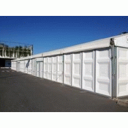Tente de stockage fermée spacieux / structure fixe en aluminium / couverture multi-éléments / ancrage au sol avec platine / 25 x 25 x 3 m