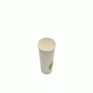 Betik Ecoline – 1000 unités – Gobelet boissons chaudes carton blanc épais premium imprimé feuille verte – Ø 75 mm 120 ml - blanc en carton 1010617