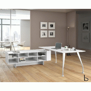 Bureau de Direction Segno avec crédence - Dellarovere - Blanc, 180_0