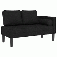 Décoshop26 - Méridienne chaise longue canapé pour intérieur 116,5 x 62 x 57,5 cm avec coussins en tissu noir DEC026090 - noir 3000255616800