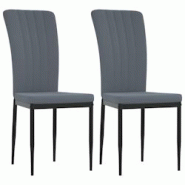 Décoshop26 - Set de 2 chaises de salle à manger style classique en tissu velours gris avec coutures décoratives DEC025525 - gris 3000255295098 Décoshop26 - Set de 2 chaises de salle à manger style classique en tissu velours gris avec coutures décoratives DEC025525 - gris 3000255295098