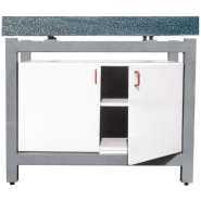 Ensemble marbre granit classe 0 + support métallique + armoire sur mesure en bois - 1200 x 800 mm - Référence LOT5327_0