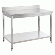 GastroHero Table de travail en inox Basique 10x7 avec étagère inférieure et dosseret, à monter soi-même - inox YATS107A