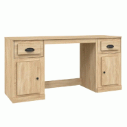 Helloshop26 - Bureau table poste de travail meuble d'ordinateur informatique étude avec armoire chêne sonoma bois d'ingénierie brun 02_0023387 - Bo