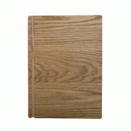 Hungry Club Porte Menu en bois à élastique A4 « Le Tendu » - Chêne - Élastique Miel - Bois massif PM-T-A4-CH-EM
